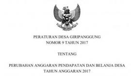 PERATURAN DESA GIRIPANGGUNG NOMOR 9 TAHUN 2017